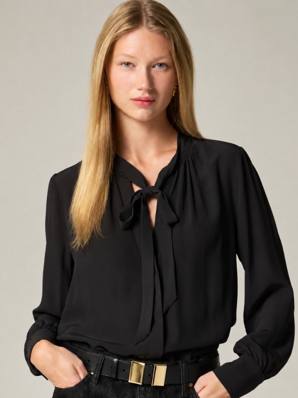 J. Crew Tie-neck top in crepe de chine NWT